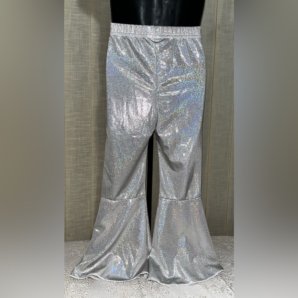 NWOT! Sparkly Silver Kids Girl’s Flared Bottoms Sz 4-5 - Picture 5 of 8